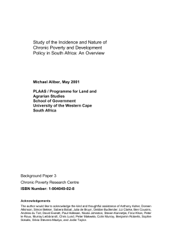 Study of the Incidence and Nature of Chronic Poverty and