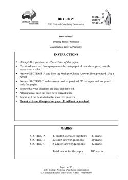 2011 Biology paper - Australian Science Innovations