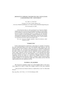 MICROWAVE DOPPLER TRANSDUCER FOR CONTACTLESS