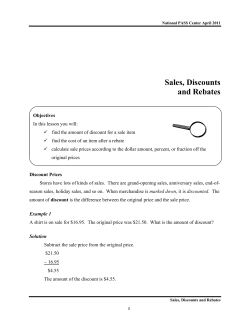 Sales, Discounts and Rebates