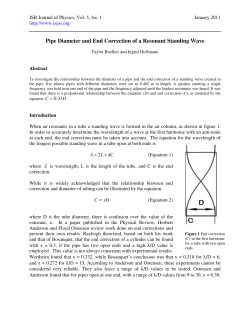 Pipe Diameter and End Correction of a Resonant Standing Wave
