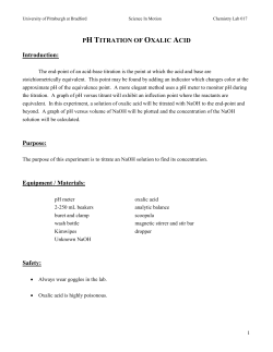 ph titration: oxalic acid