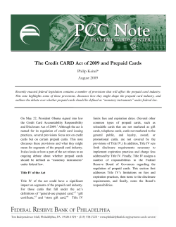 The Credit CARD Act of 2009 and Prepaid Cards