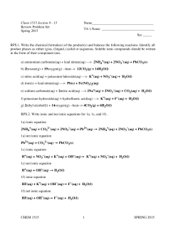 CHEM 1515 1 SPRING 2015 Chem 1515 Section 9