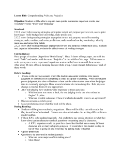 Lesson Title: Comprehending Pride and Prejudice Objective