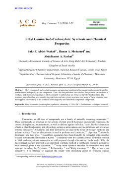 Ethyl Coumarin-3-Carboxylate: Synthesis and Chemical Properties