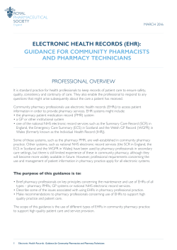 ElEctronic HEaltH rEcords - Royal Pharmaceutical Society