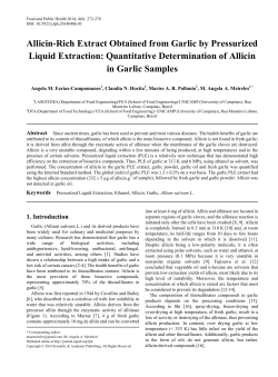 Pressurized Liquid Extraction, Ethanol, Allicin, Garlic, Allium