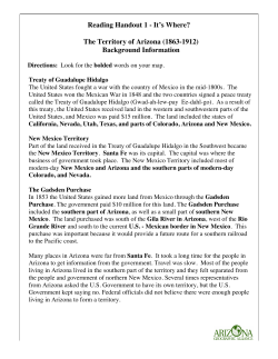 Reading Handout 1 - It`s Where? The Territory of Arizona (1863