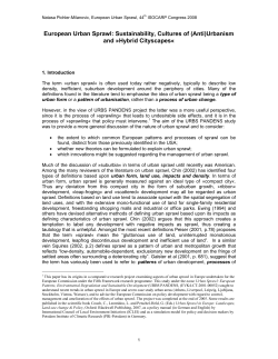 European Urban Sprawl: Sustainability, Cultures of (Anti