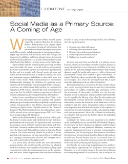 "Social Media as a Primary Source: A Coming of Age" (E