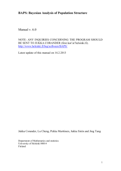 BAPS: Bayesian Analysis of Population Structure Manual v. 6.0