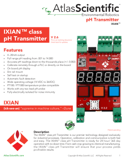 IXIAN&trade; pH Transmitter Datasheet