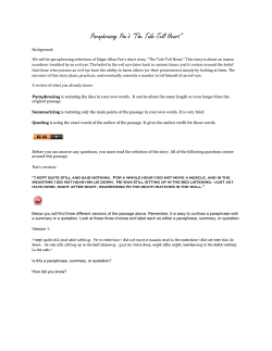 Paraphrasing Poe`s “The Tale