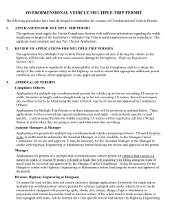 Overdimensional Vehicle Multiple Trip Permit information