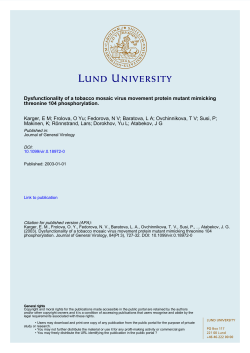 Dysfunctionality of a tobacco mosaic virus movement protein mutant