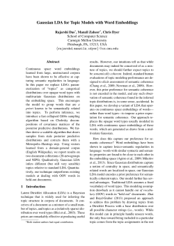 Gaussian LDA for Topic Models with Word Embeddings