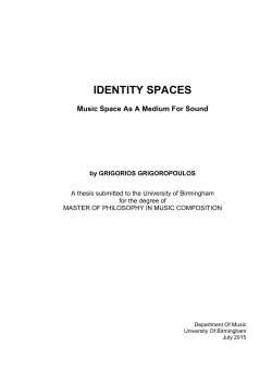 IDENTITY SPACES Music Space As A Medium For Sound