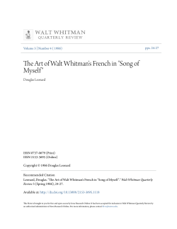 The Art of Walt Whitman`s French in "Song of Myself"