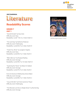 Readability Scores - Houghton Mifflin Harcourt