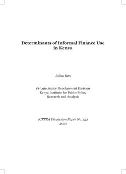 Determinants of Informal Finance Use in Kenya