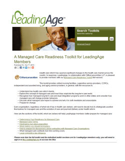 LeadingAge Managed Care Toolkit