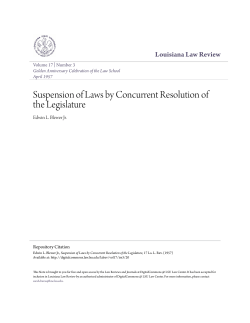 Suspension of Laws by Concurrent Resolution of the Legislature