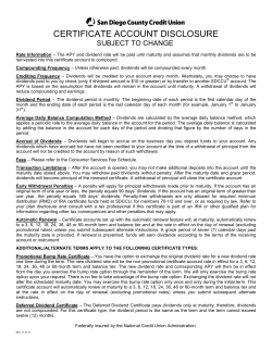 CERTIFICATE ACCOUNT DISCLOSURE