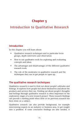 Chapter 5 Introduction to Qualitative Research