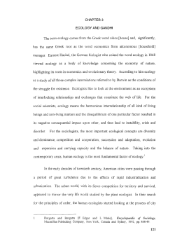 The term ecology comes from the Greek word oikos [house] and