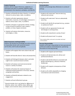 Institutional Student Learning Outcomes Analytic Reasoning