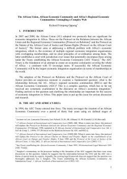 1 The African Union, African Economic Community and Africa`s