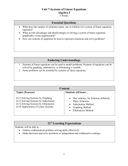 Unit 7-Systems of Linear Equations Algebra I Essential Questions
