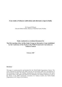 Case study of tobacco cultivation and alternate crops in India pdf