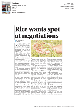 Rice wants spot at negotiations