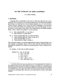ON THE TYPOLOGY OF ZERO ANAPHORA * C.T.James Huang 1