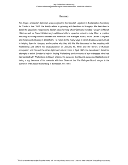 Summary Per Anger, a Swedish diplomat, was assigned to the