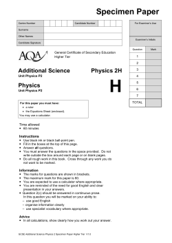 Physics Specimen Question Paper