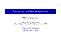 The geometry of knot complements - CSI Math