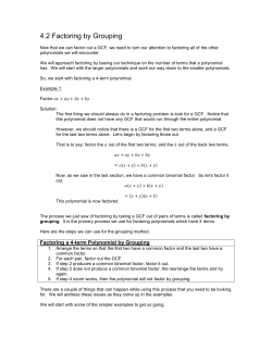 4.2 Factoring by Grouping