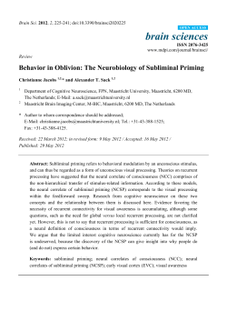 Behavior in Oblivion: The Neurobiology of Subliminal Priming