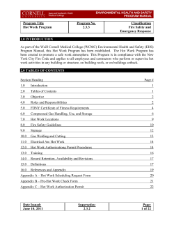Hot Work Program - Weill Cornell Medicine