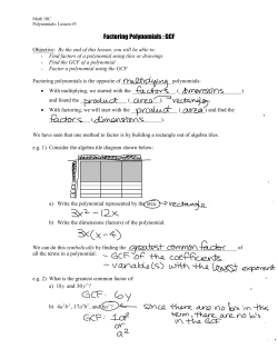 Polynomials 5 - Factoring GCF