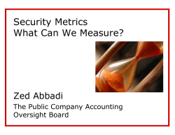 Security Metrics What Can We Measure?