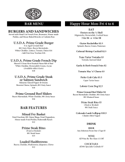 BAR MENU Happy Hour Mon-Fri 4 to 6 BURGERS AND