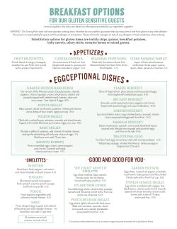 FOR OUR GLUTEN SENSITIVE GUESTS