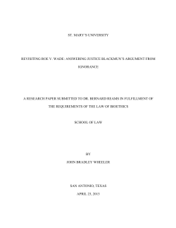 ST. MARY`S UNIVERSITY REVISITING ROE V. WADE