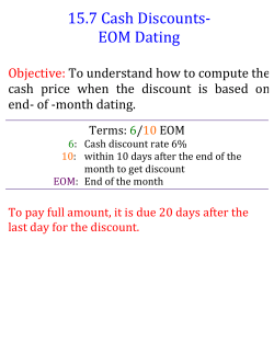 15.7 Cash Discounts-EOM Dating