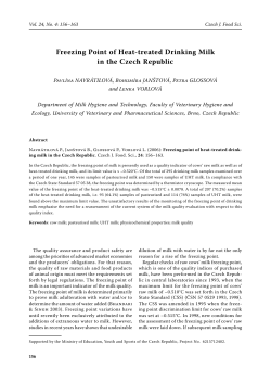 Freezing Point of Heat-treated Drinking Milk in the Czech Republic