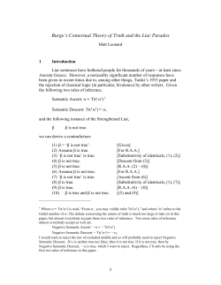 Burge`s Contextual Theory of Truth and the Liar Paradox